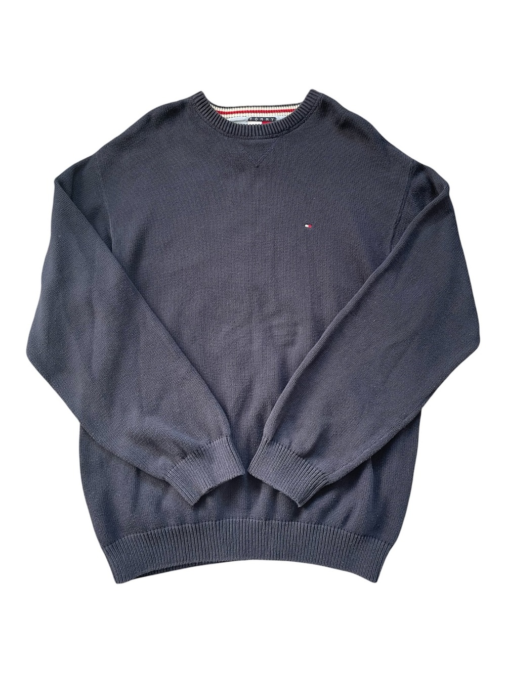 Vintage Tommy Hilfiger 100% Cotton Crewneck Sweater Preppy Navy XXL